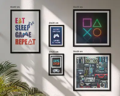 Framed photo set stylish gamer wall decor