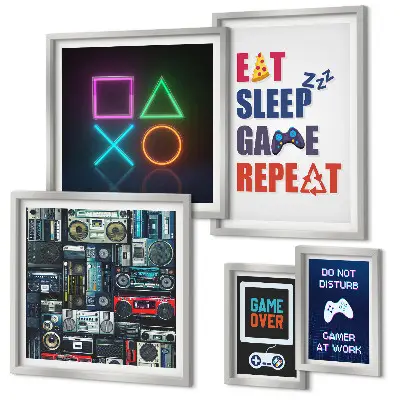 Framed photo set stylish gamer wall decor