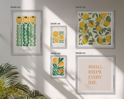 Set of 5 wall art pieces Flowers citrus positive slogans