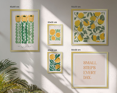 Set of 5 wall art pieces Flowers citrus positive slogans