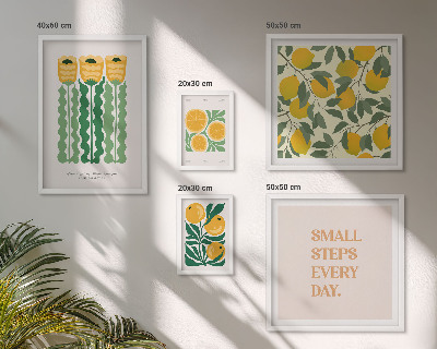 Set of 5 wall art pieces Flowers citrus positive slogans