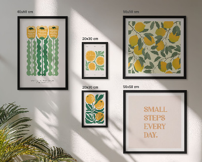 Set of 5 wall art pieces Flowers citrus positive slogans