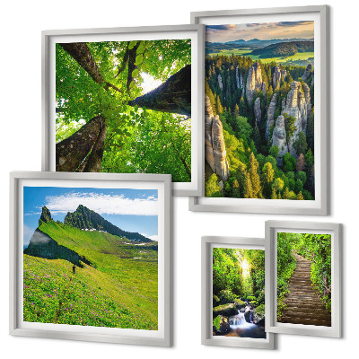 Framed photo set Green landscapes nature paths