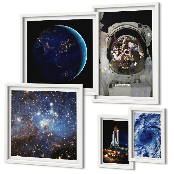 Framed photo set Astronauts' space discoveries