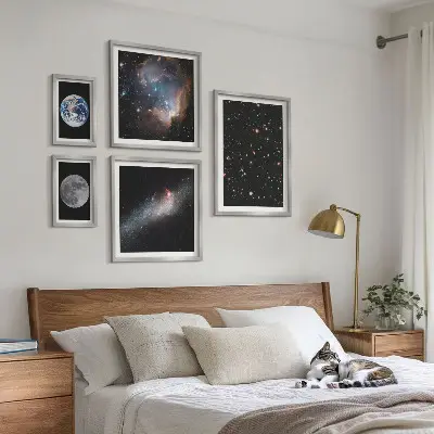 Set of 5 wall art pieces cosmic galaxy landscape print