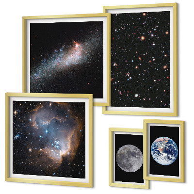 Set of 5 wall art pieces Cosmic landscapes of the galaxy