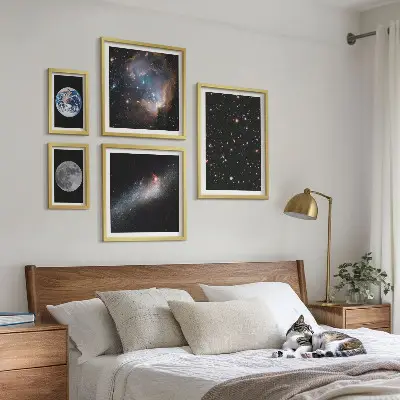 Set of 5 wall art pieces cosmic galaxy landscape print