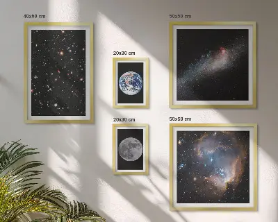 Set of 5 wall art pieces cosmic galaxy landscape print