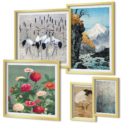 Framed photo set Landscapes of nature with flowers