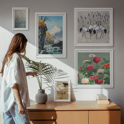 Framed photo set Landscapes of nature with flowers