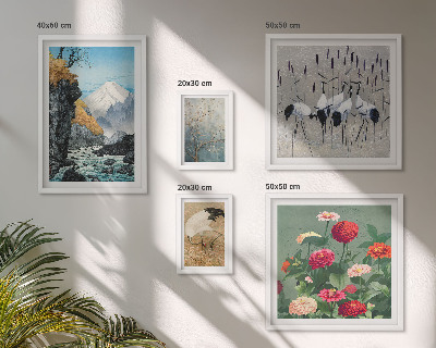 Framed photo set Landscapes of nature with flowers