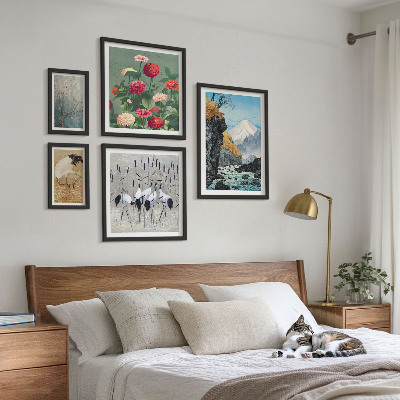 Framed photo set Landscapes of nature with flowers