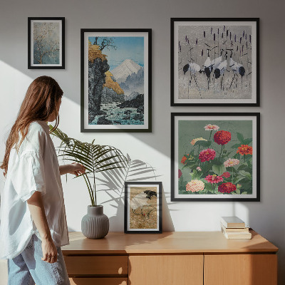 Framed photo set Landscapes of nature with flowers