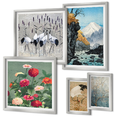 Framed photo set Landscapes of nature with flowers