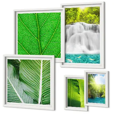 Tropical Palm Waterfalls Wall Art set of 5 pieces