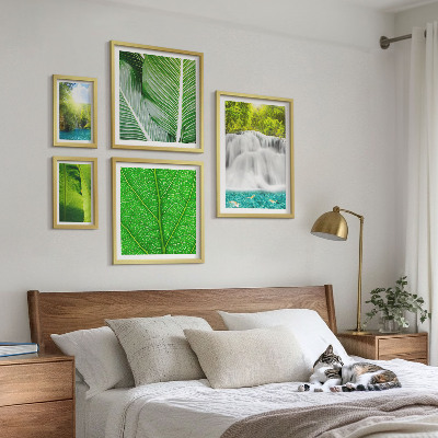Set of 5 wall art pieces Tropical Palm Waterfalls