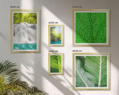 Tropical Palm Waterfalls Wall Art set of 5 pieces