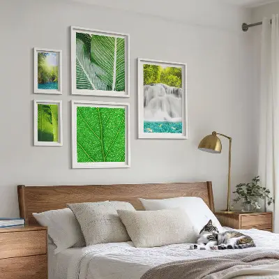 Tropical Palm Waterfalls Wall Art set of 5 pieces