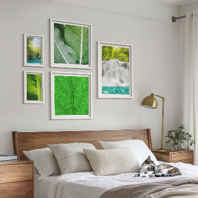 Set of 5 wall art pieces Tropical Palm Waterfalls