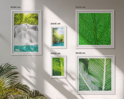 Set of 5 wall art pieces Tropical Palm Waterfalls
