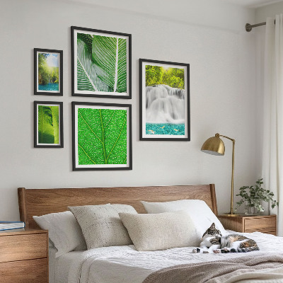 Set of 5 wall art pieces Tropical Palm Waterfalls