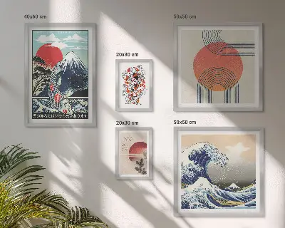 Gallery wall art Japanese wave motifs