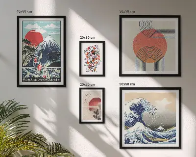 Gallery wall art Japanese wave motifs
