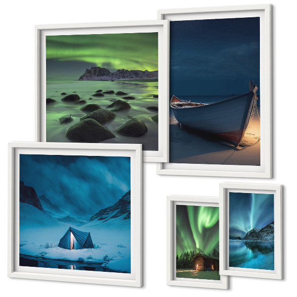 Gallery wall Winter landscapes with aurora