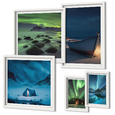 Gallery wall Winter landscapes with aurora