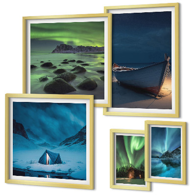 Gallery wall Winter landscapes with aurora