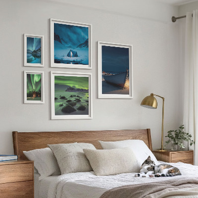 Gallery wall Winter landscapes with aurora