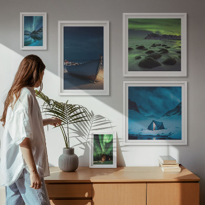 Gallery wall Winter landscapes with aurora