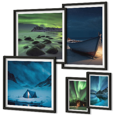Gallery wall Winter landscapes with aurora