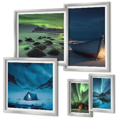 Gallery wall Winter landscapes with aurora