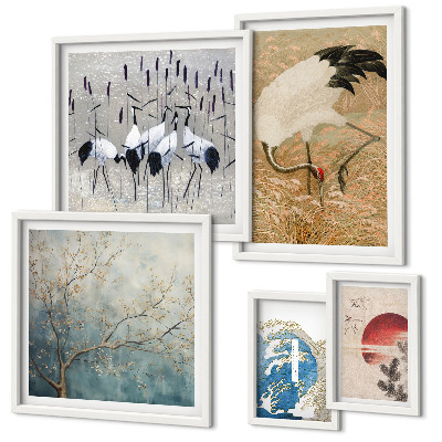 Framed photo set Stylish nature paintings of birds