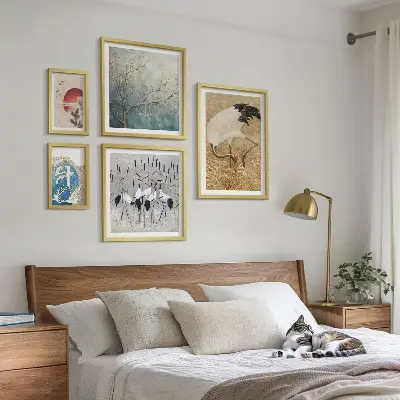 Bird nature wall art set in framed photo style
