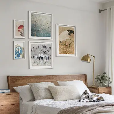 Bird nature wall art set in framed photo style