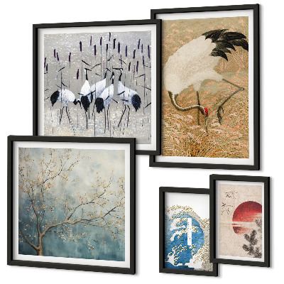 Framed photo set Stylish nature paintings of birds