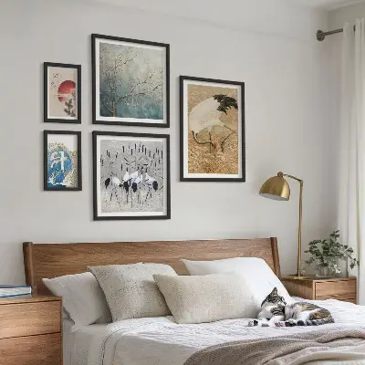 Bird nature wall art set in framed photo style