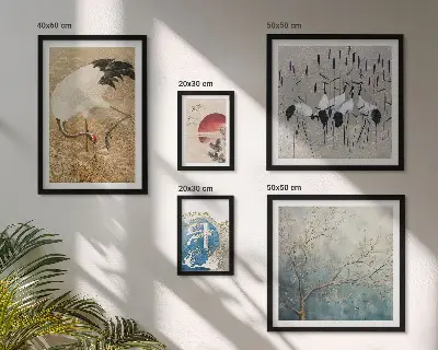 Bird nature wall art set in framed photo style