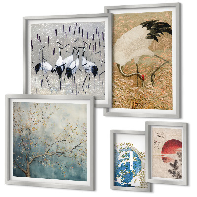 Framed photo set Stylish nature paintings of birds