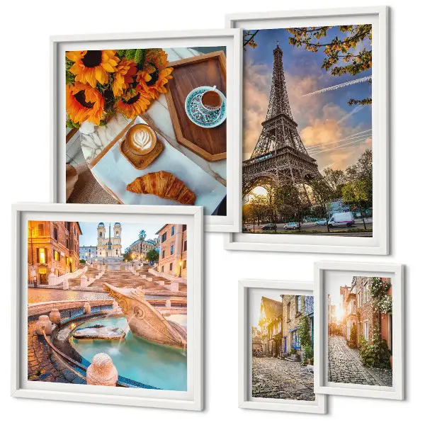 Atmospheric views of the cafe set of 5 wall art pieces