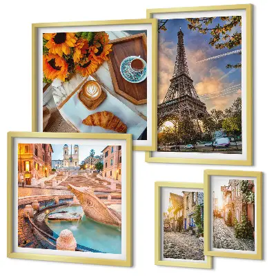Atmospheric views of the cafe set of 5 wall art pieces