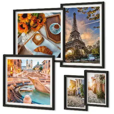 Atmospheric views of the cafe set of 5 wall art pieces