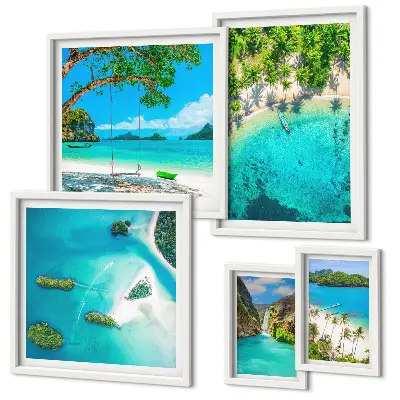 Framed photo set tropical beaches and paradise waters
