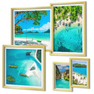 Framed photo set tropical beaches and paradise waters