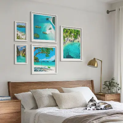 Framed photo set tropical beaches and paradise waters