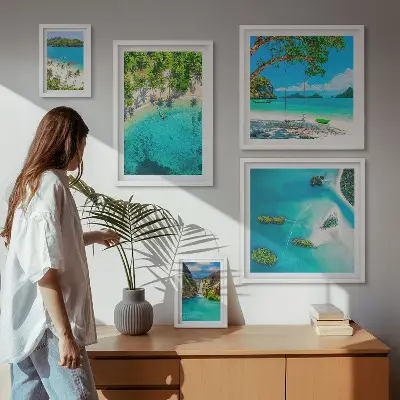Framed photo set tropical beaches and paradise waters