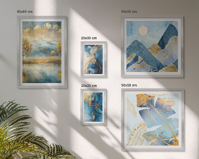Set of 5 wall art pieces Stylish mountain plant landscapes
