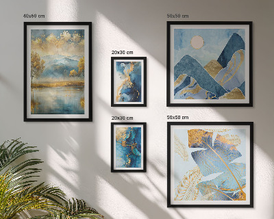 Set of 5 wall art pieces Stylish mountain plant landscapes